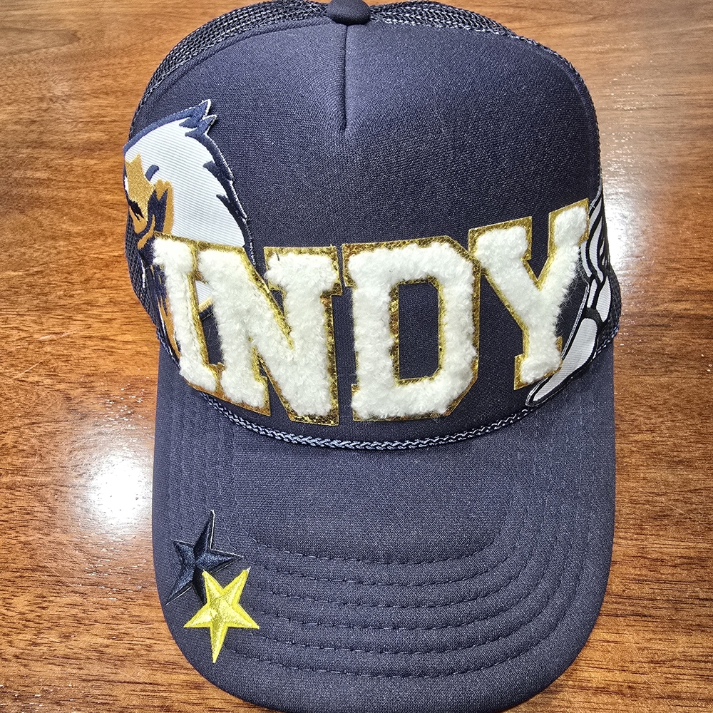 Custom INDY Foam Trucker Hat - Navy Blue High Crown Snapback‎ - OTTO 39-165